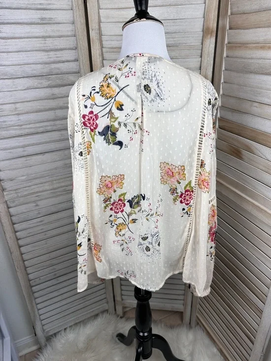 Zara Woman Cream Floral Embroidered Boho Style Spring Tasseled Cardigan XS - Picture 8 of 9